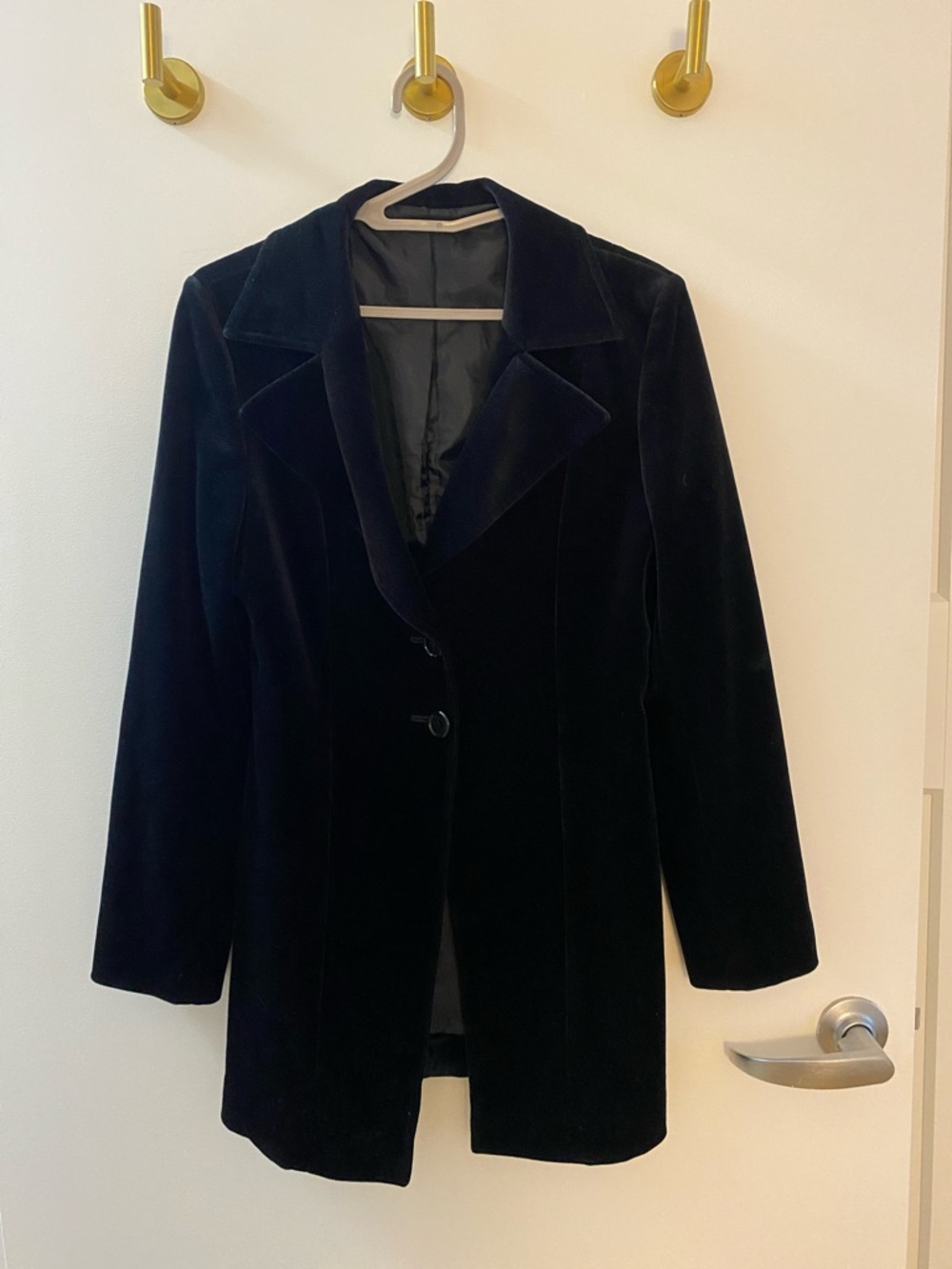 Classic Black Velvet Women's Coat